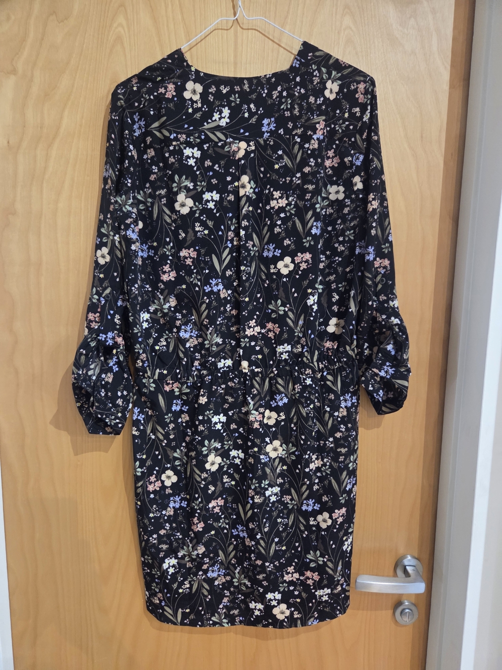Joe Fresh Black Floral V-Neck Long Sleeve Dress - Picture 3 of 4